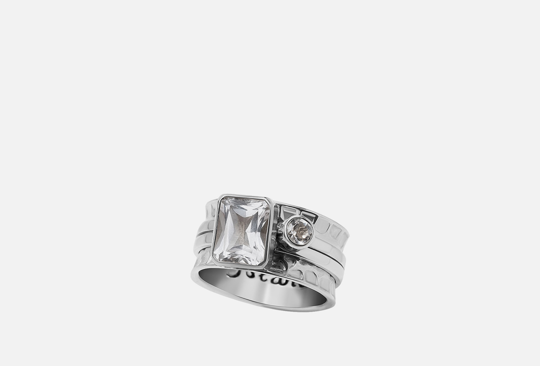 Кольцо серебряное-механизм ISLAND SOUL С прямоугольным белым цирконом и белым топазом 18 мл цена и фото