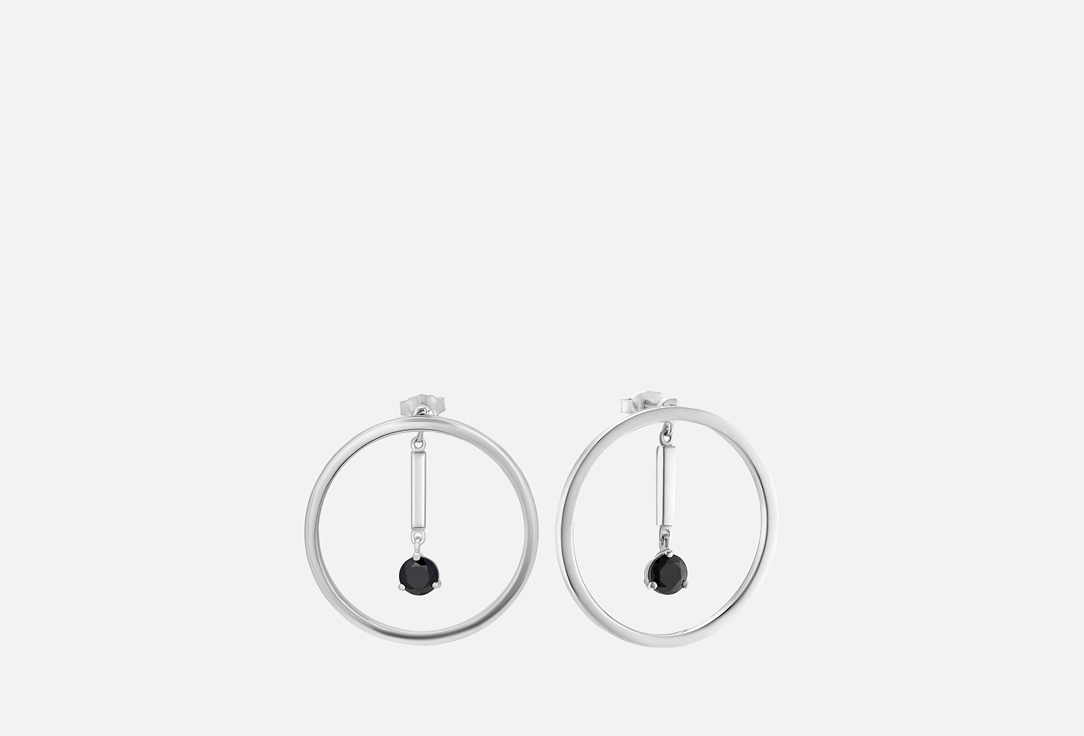 Серьги серебряные-трансформеры ISLAND SOUL С чёрным цирконом 2 шт кольцо серебряное island soul сфера с чёрным цирконом 16 размер