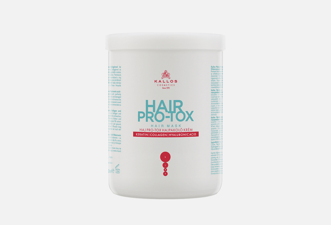 Маска для волос KALLOS COSMETICS KJMN HAIR PRO-TOX HAIR MASK 1 л цена и фото