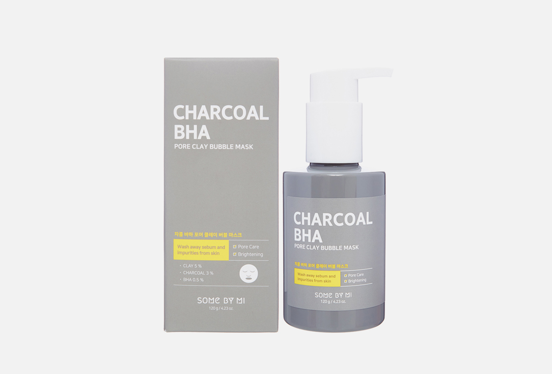 маска для лица SOME BY MI CHARCOAL BHA PORE CLAY BUBBLE 120 г