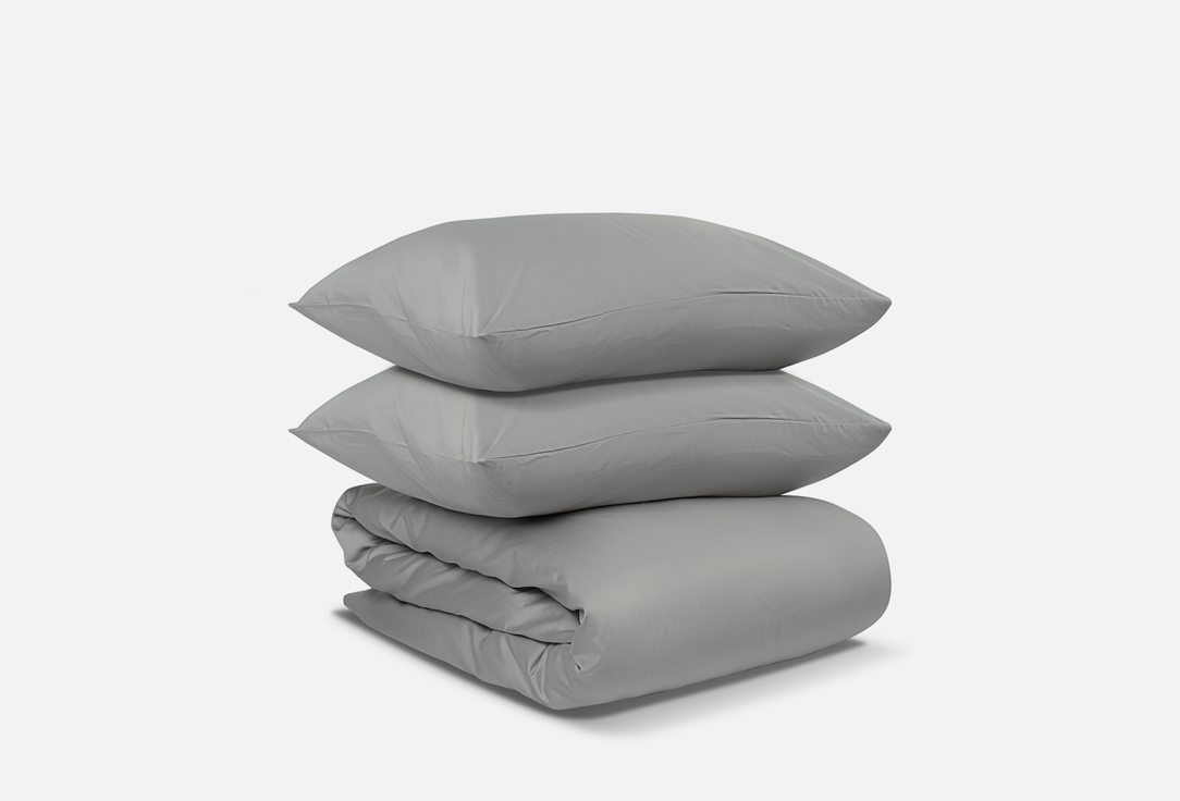 комплект постельного белья tkano темно серый двуспальный Комплект постельного белья TKANO Светло-серый полутораспальный