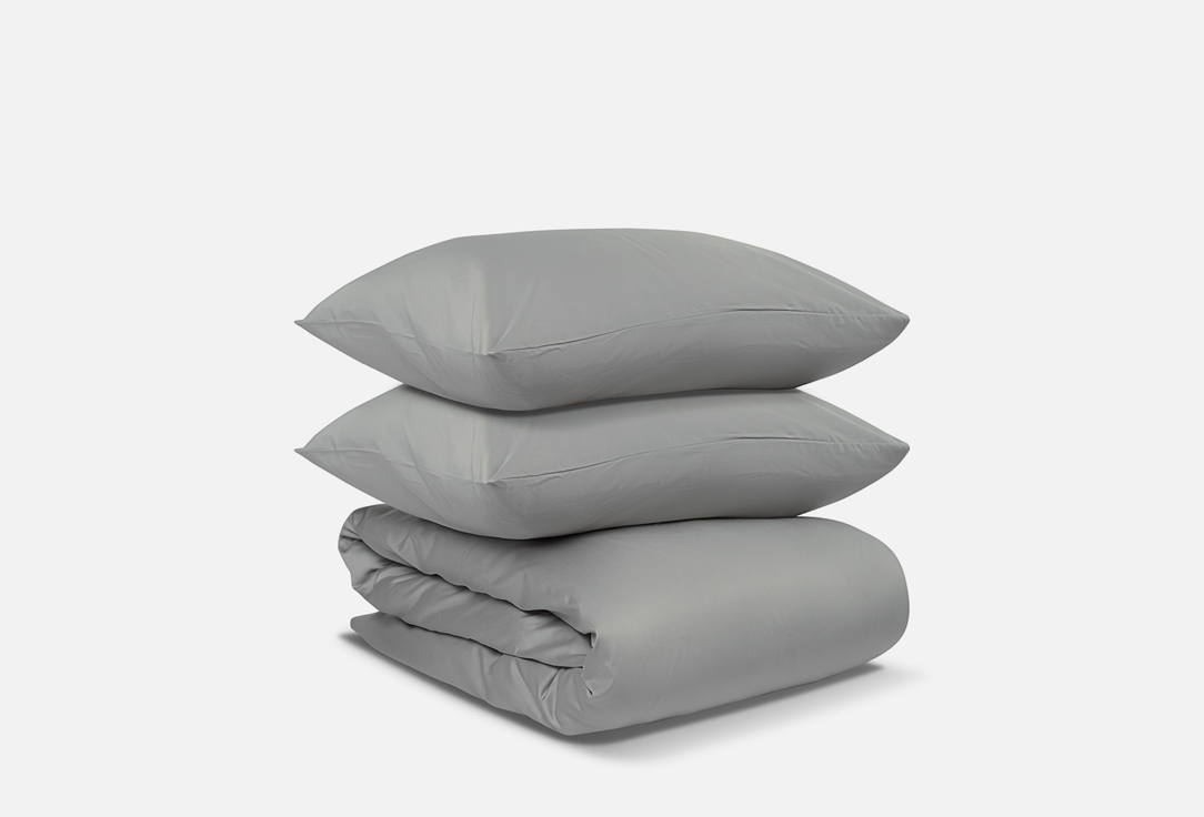 комплект постельного белья tkano серый двуспальный Комплект постельного белья TKANO Светло-серый двуспальный 1 шт