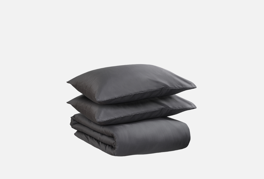 комплект постельного белья tkano бежевый двуспальный Комплект постельного белья TKANO Темно-серый двуспальный