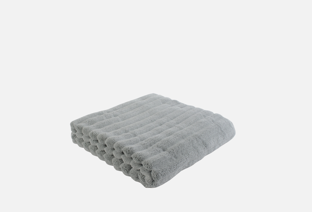 Изображение товара Банное полотенце Tkano Waves серое 70х140 см из хлопка с плотностью 623 GSM