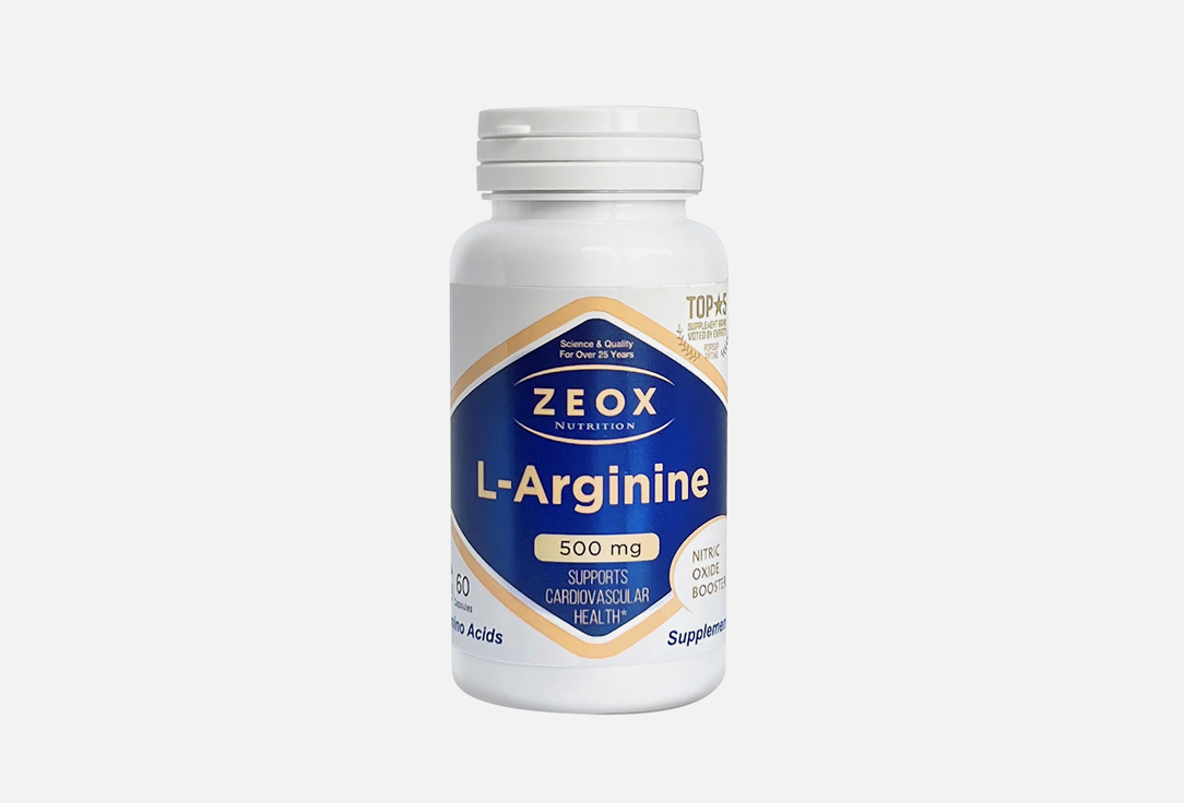 Биологически активная добавка ZEOX NUTRITION L-Arginine 60 шт биологически активная добавка solgar l arginine 500 mg 50 шт