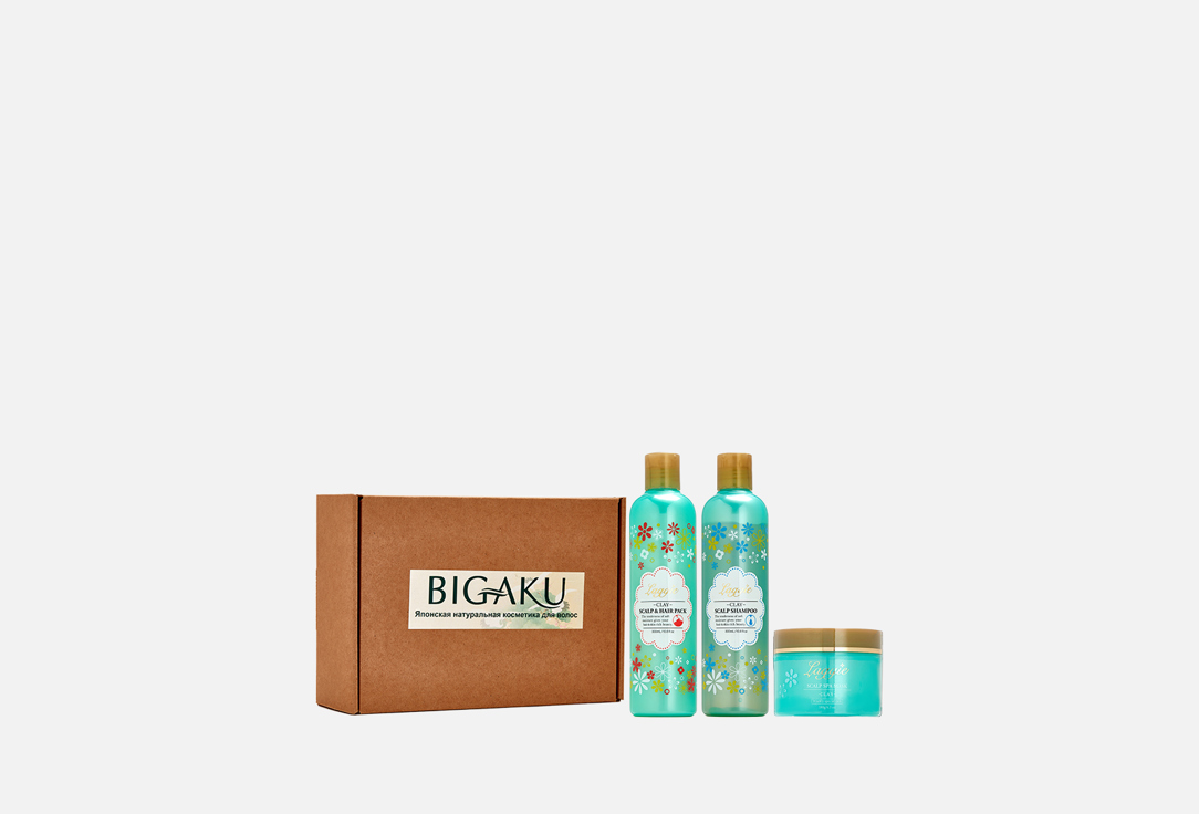 Набор из 3 средств для стимуляции роста волос BIGAKU Laggie Clay Scalp 1 шт шампунь для стимуляции роста и против выпадения волос bigaku laggie clay scalp shampoo 300 мл