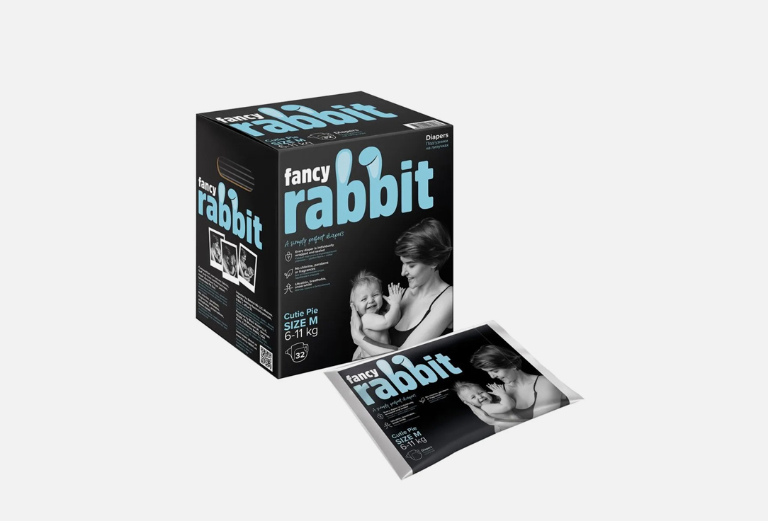 Подгузники FANCY RABBIT 6-11кг 32 шт