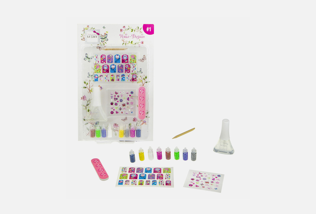 Набор для маникюра LUKKY Нэйл-дизайн - Бабочки, цветочки, совы 31 шт средний набор для ногтей martinelia nail design kit super girl 5 шт