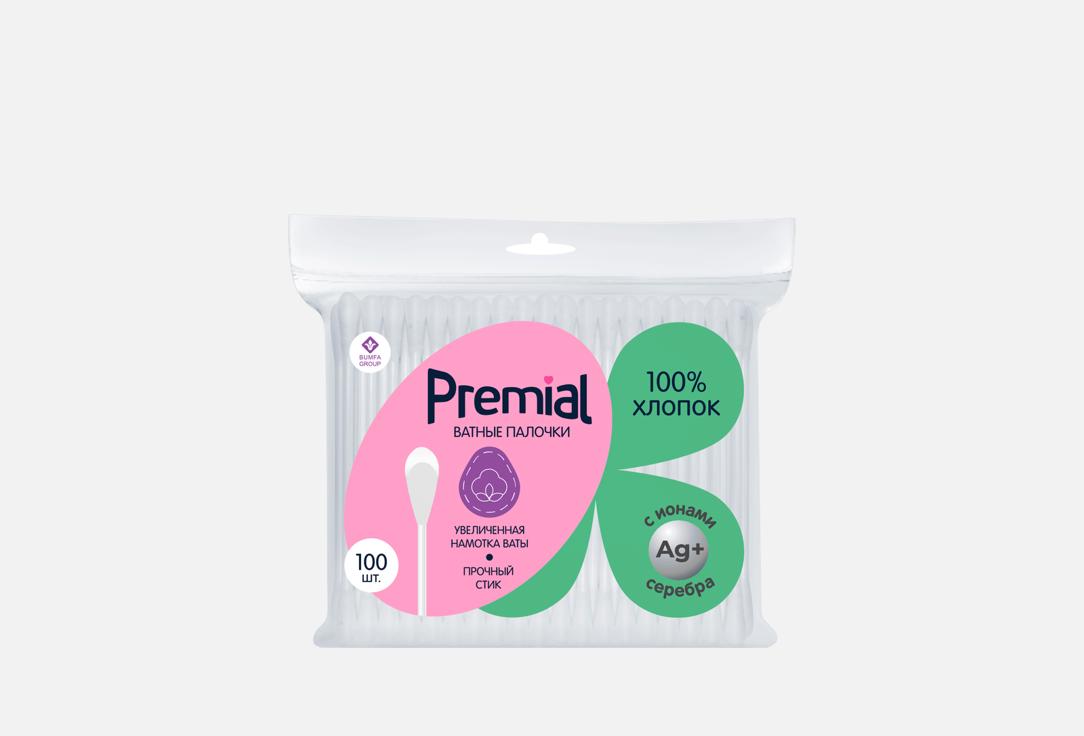 Изображение товара Ватные палочки Premial classic 100% хлопок, пластиковый стик, 54 руб