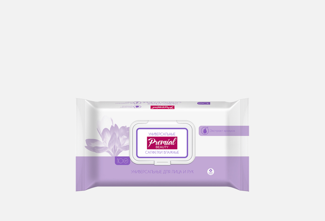 Изображение товара Влажные салфетки Premial Natural крокус универсальные для рук лица и тела 287 рублей