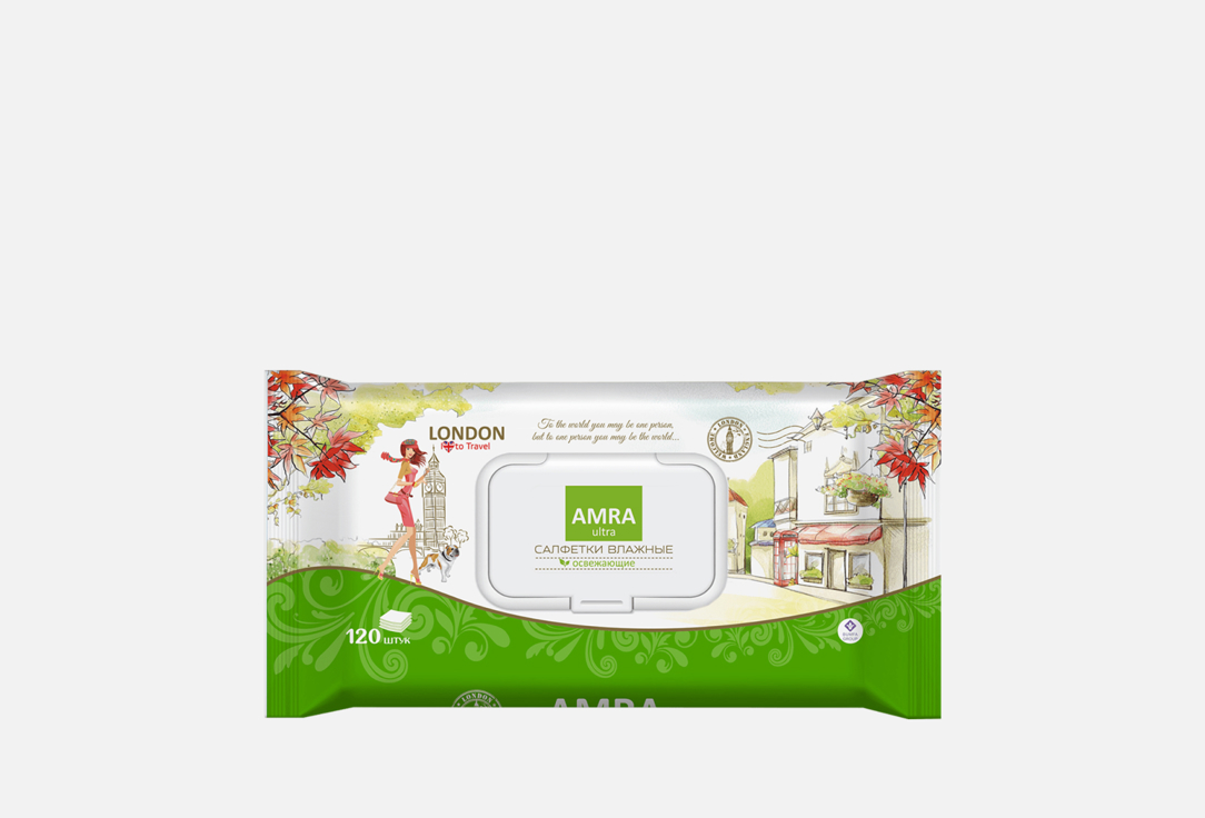 

Влажные салфетки AMRA, Travel london 120 шт