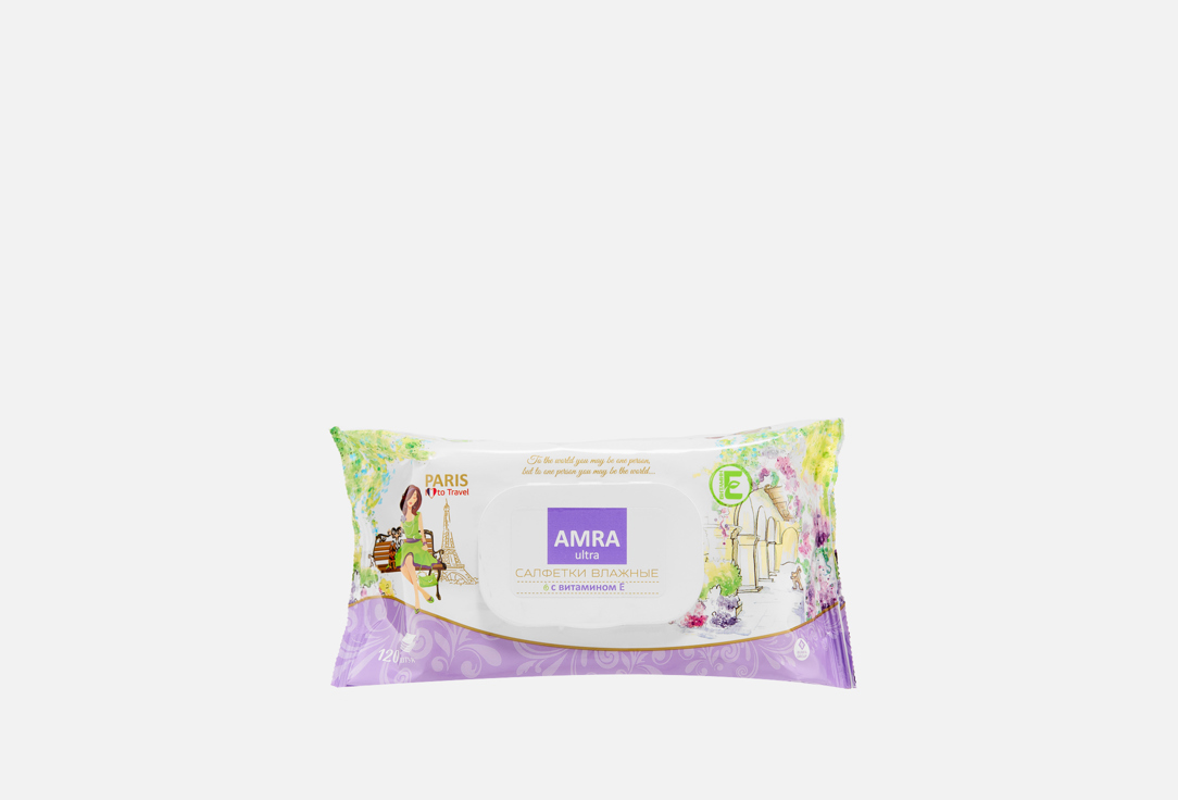 

Влажные салфетки AMRA, Travel paris 120 шт