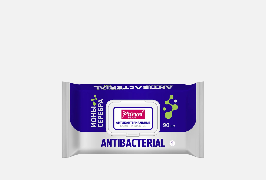 Влажные салфетки PREMIAL Серебряная защита, антибактериальные 90 шт влажные салфетки premial антибактериальные 64 шт