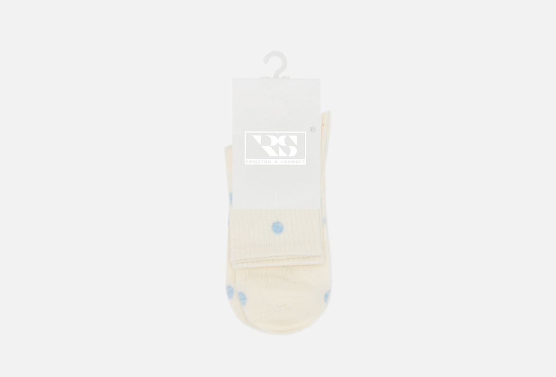 Носки женские R&S молочные голубой горох Молочный/Голубой