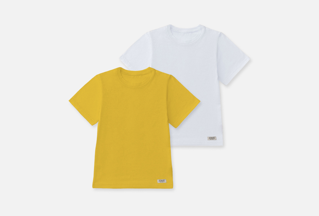 Комплект из 2 футболок LEMIVE кулирная гладь, ананас и белый 