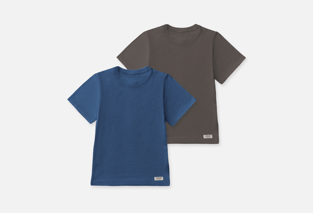 Комплект из 2 футболок LEMIVE кулирная гладь, синий океан и брауни 
