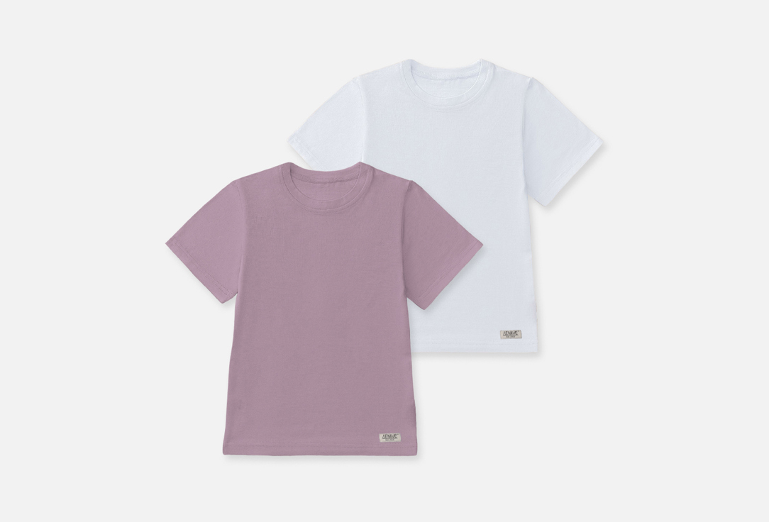 Комплект из 2 футболок LEMIVE кулирная гладь, ягодный крем и белый 