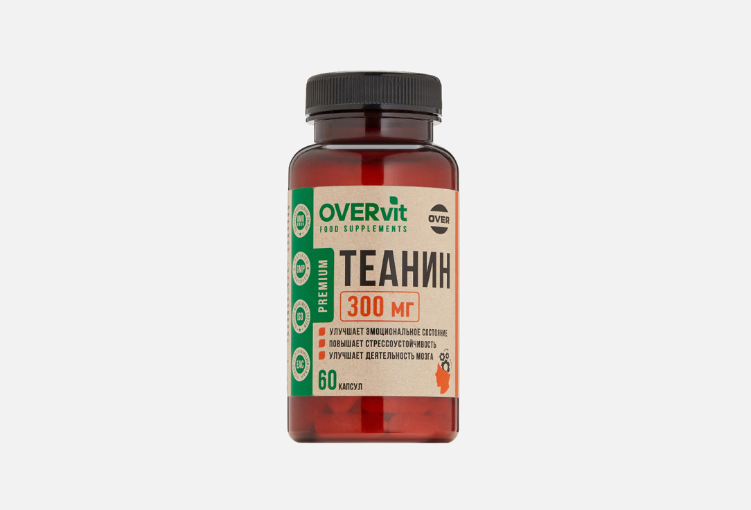 Биологически активная добавка OVER Теанин 60 шт биологически активная добавка vitamir медь хелат 60 мл