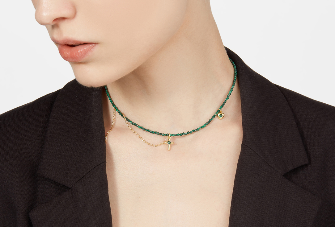 Чокер Sensitive malachite cross choker 