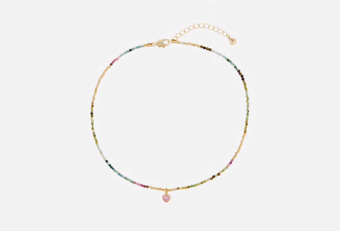 Изображение товара Чокер с натуральным турмалинам и фианитом, позолота 18 карат, ручная работа