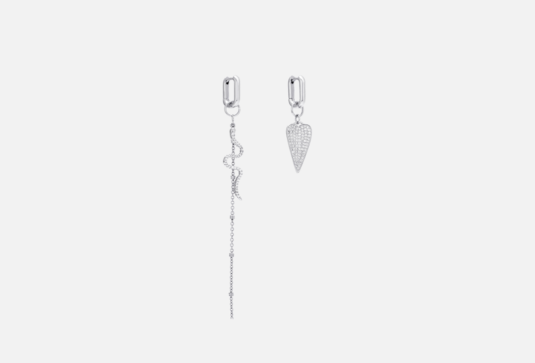 Серьги-трансформеры SENSITIVE Silver snake earrings 2 шт фото