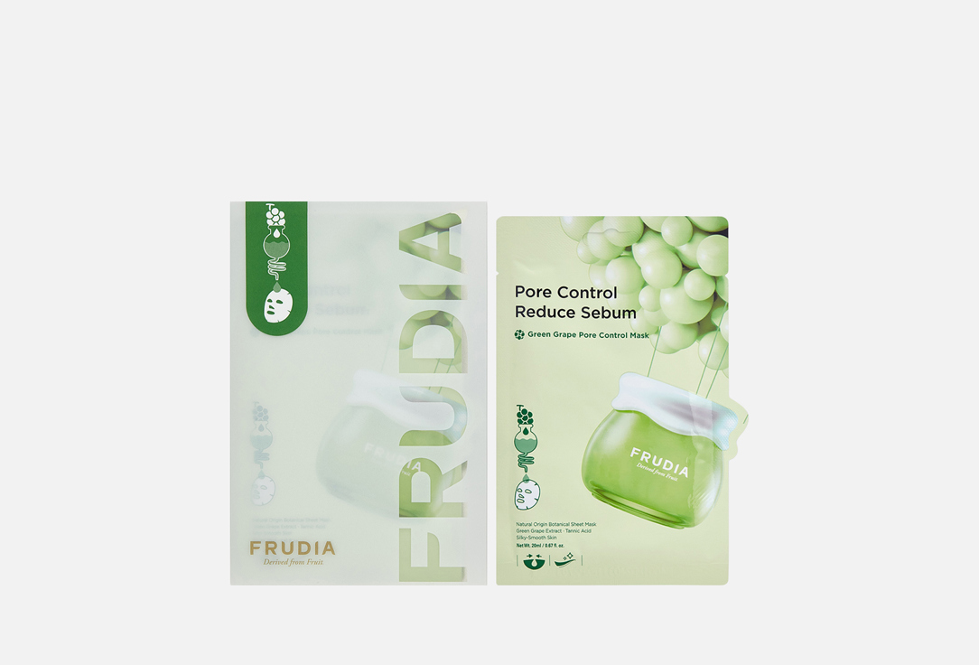 Изображение товара Набор тканевых масок для лица Frudia Green Grape против акне, жирной кожи, 10 шт