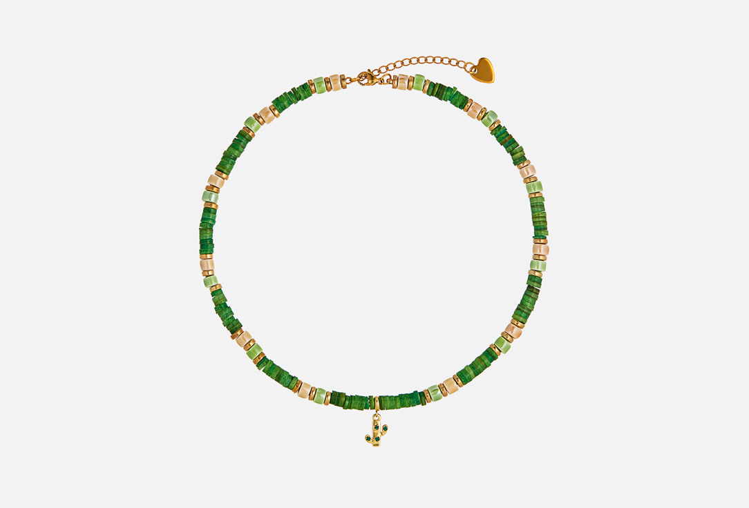 Изображение товара Яркое колье из ракушки с подвеской-кактус и фианитами 41 см