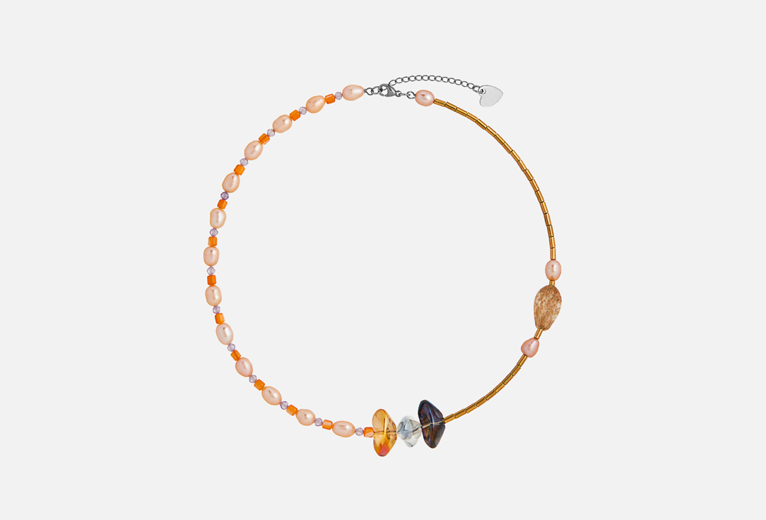 Изображение товара Колье Rebellious Sunrise ассиметричный чокер жемчуг циркон муранское стекло 40,5 см