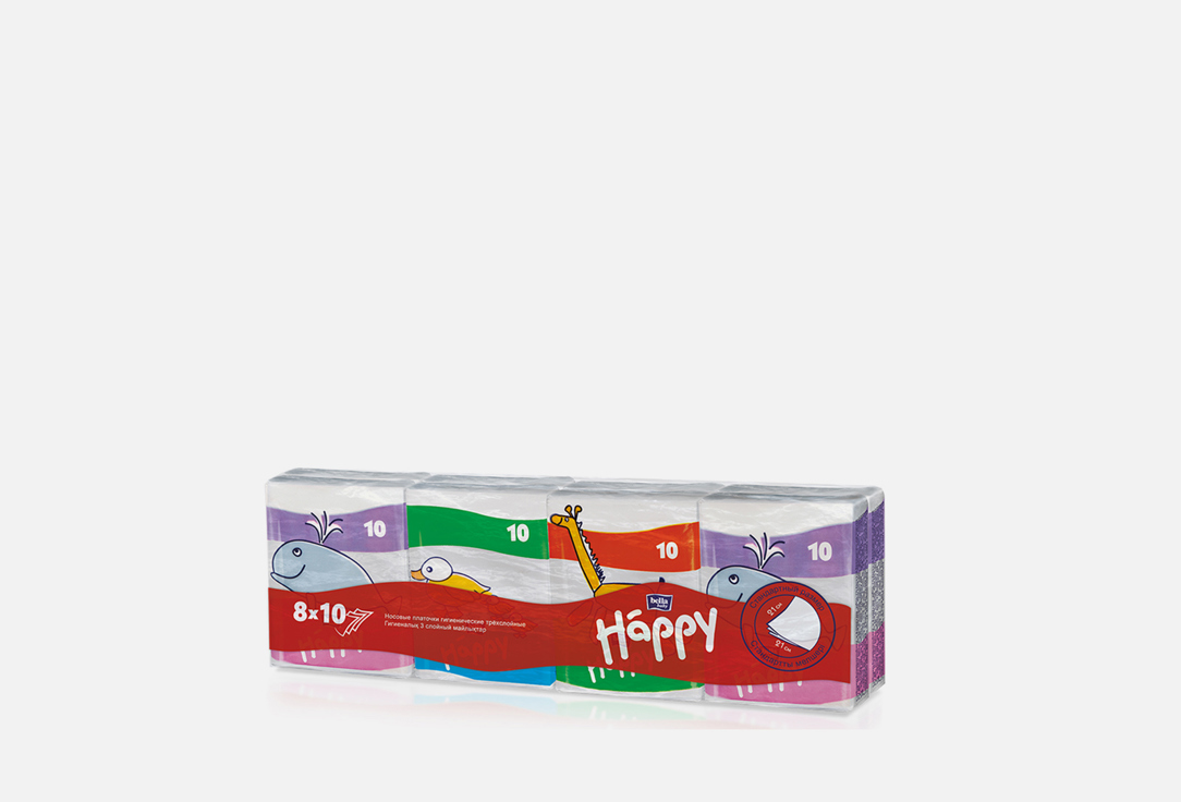 

Набор бумажных платочков BELLA, Звери 8 шт