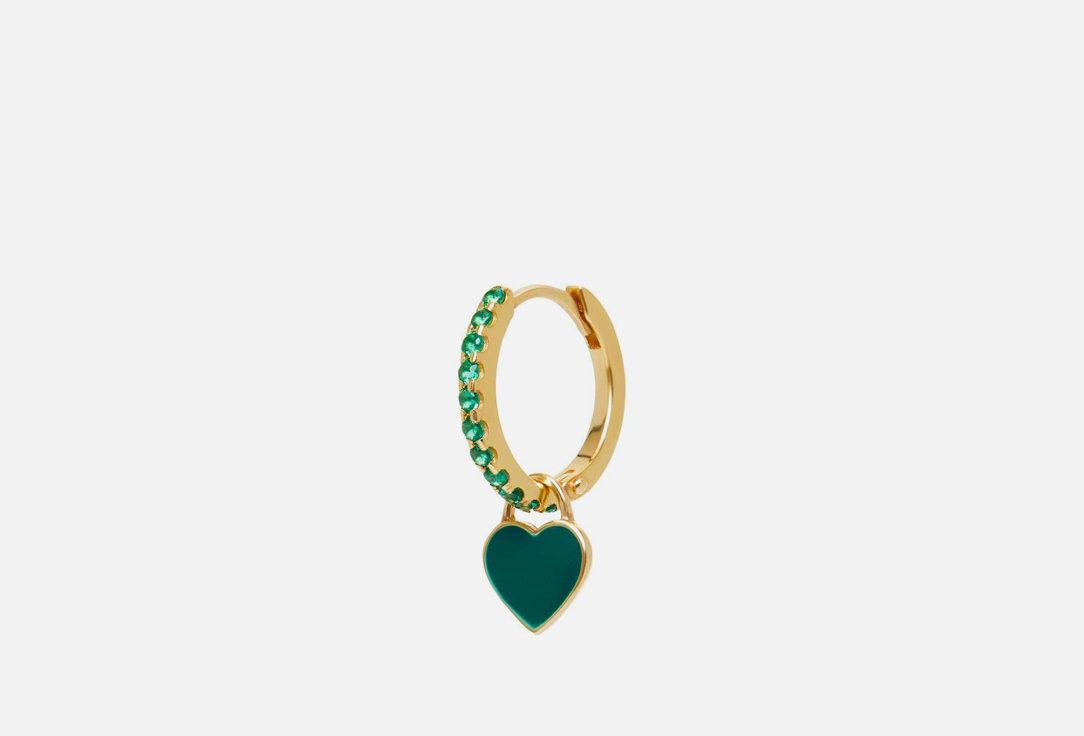 Моносерьга Viva la Vika Gold Enamel Heart Emerald 