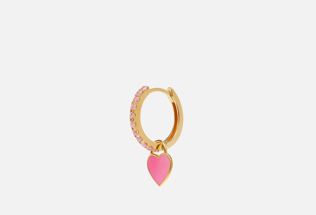 viva la vika колье gold heart necklace – green Моносерьга VIVA LA VIKA Gold Enamel Heart Pink 1 шт
