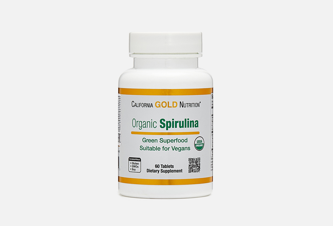 Бад для укрепления иммунитета California Gold Nutrition organic spirulina 500 мг в таблетках 