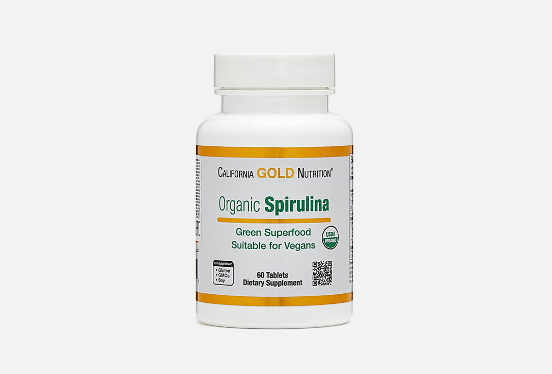 Изображение товара Бад для укрепления иммунитета California Gold Nutrition organic spirulina 500 мг в таблетках