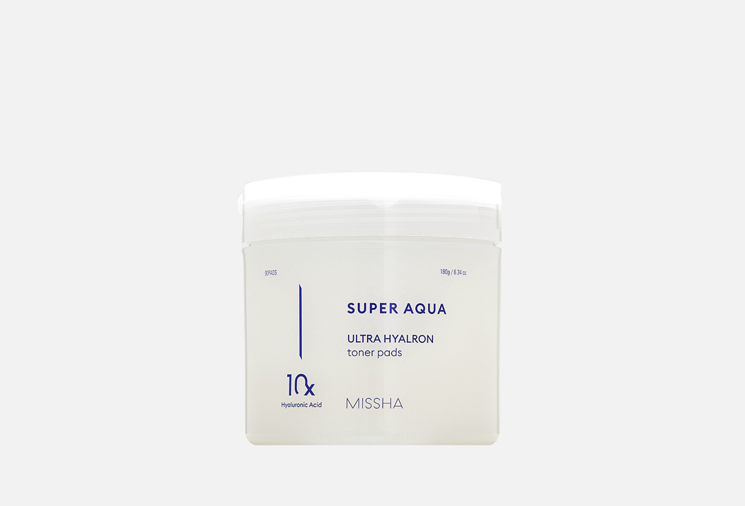 Увлажняющие тонер-пэды для лица MISSHA Super Aqua Ultra Hyalron Toner Pads 90 шт missha super aqua тонер в салфетках для ультраувлажнения 90 шт 18 г 6 34 унции