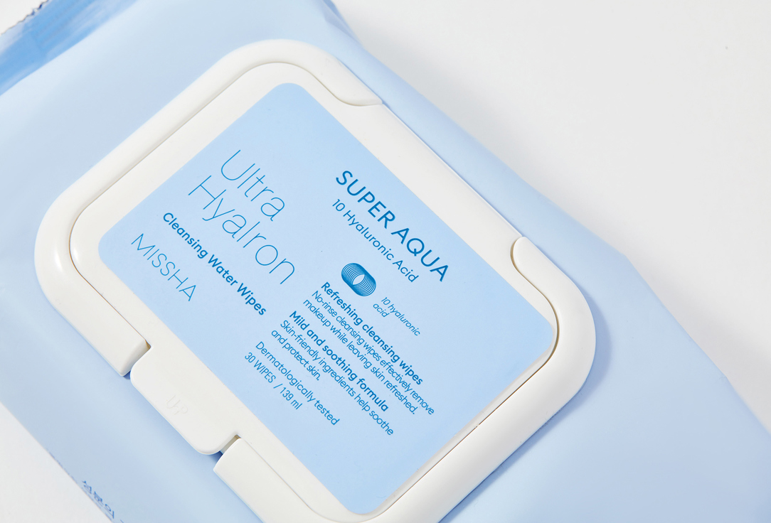 Салфетки для умывания и снятия макияжа Missha Super Aqua Ultra Hyalron Cleansing Water Wipes 
