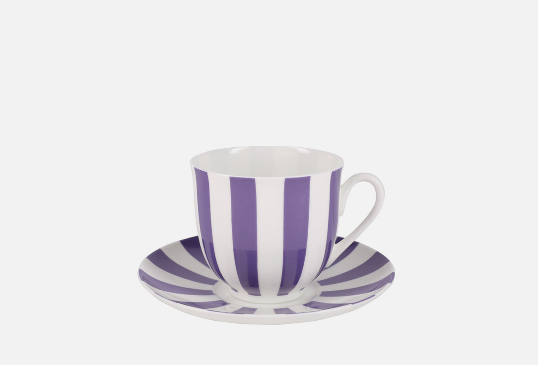 Чайная пара ИМПЕРАТОРСКИЙ ФАРФОРОВЫЙ ЗАВОД Да и нет, фиолетовая 1 шт сервиз чайный императорский фарфоровый завод форма тюльпан рисунок мой сад на 6 персон 20 пердметов