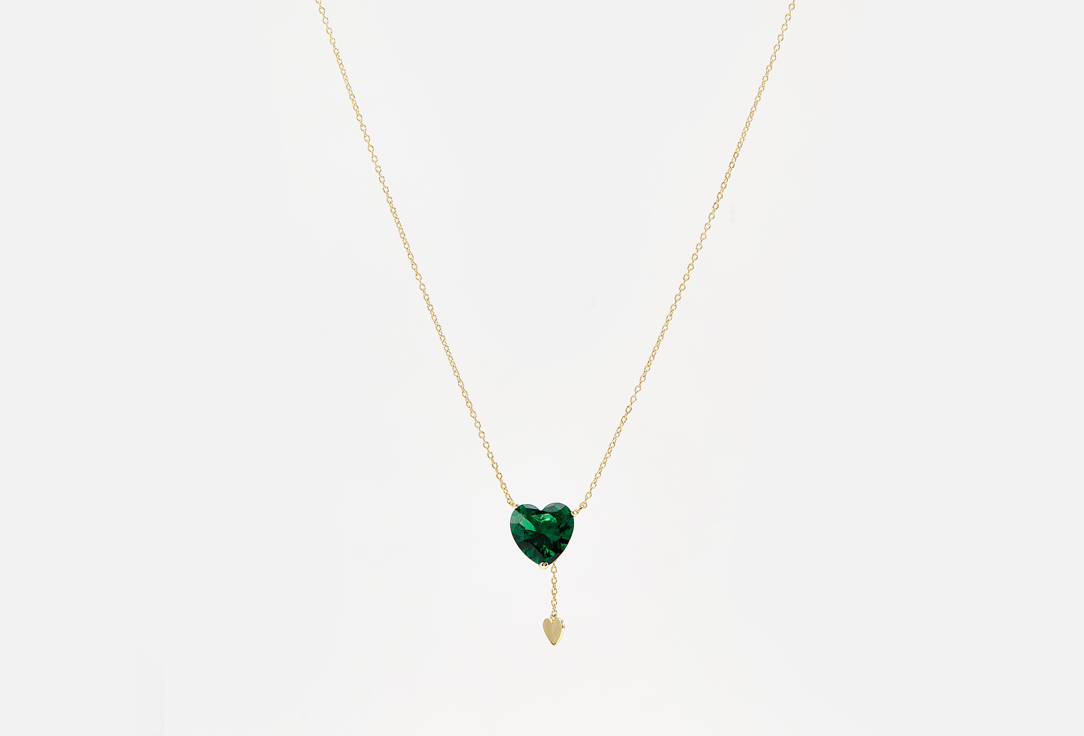 Колье серебряное MIE Позолоченное Сердце с зелёным фианитом 1 шт позолоченное кольцо с мистик фианитом