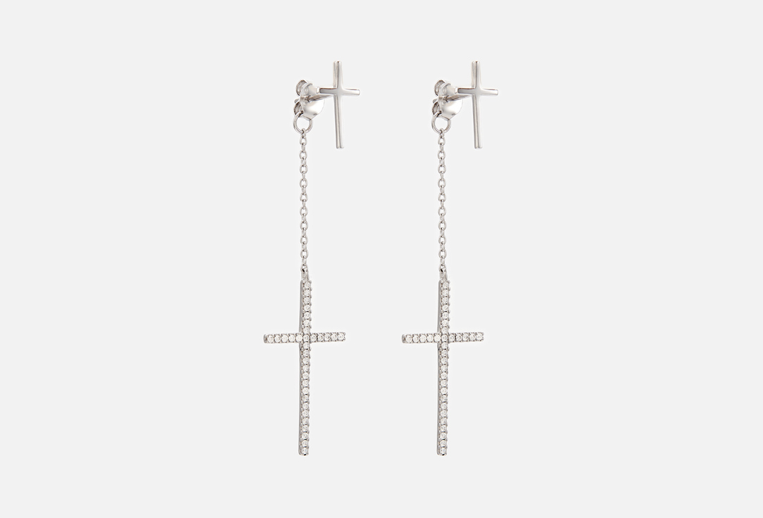Серьги серебряные MIE кресты с фианитами 