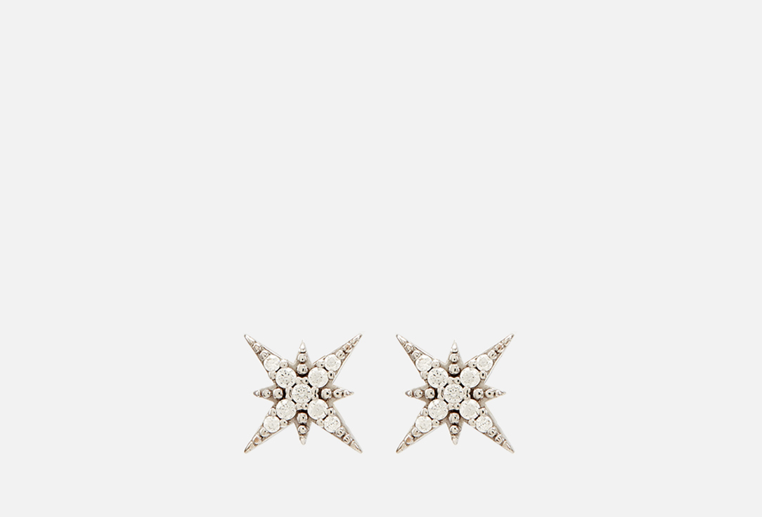 Серьги серебряные  MIE пусеты с фианитами в форме звезды Isida 