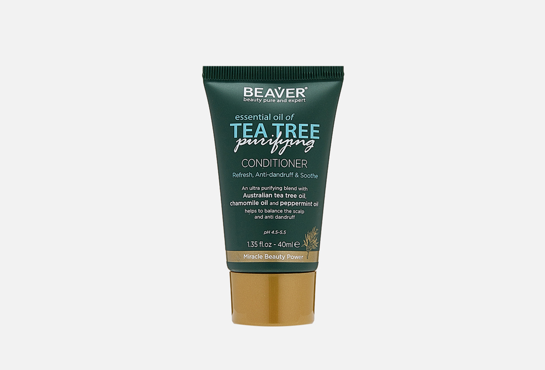 беавер beaver шампунь для волос essential oil of tea tree purifying 60 мл Кондиционер для волос BEAVER Tea Tree Oil Travel Size 40 мл
