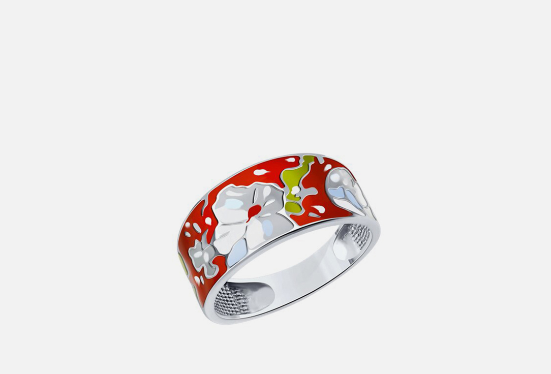 Кольцо серебряное SOKOLOV С эмалью 17 мл серебряное кольцо с натуральным апатитом коллекция муза покрытие палладий размер 17
