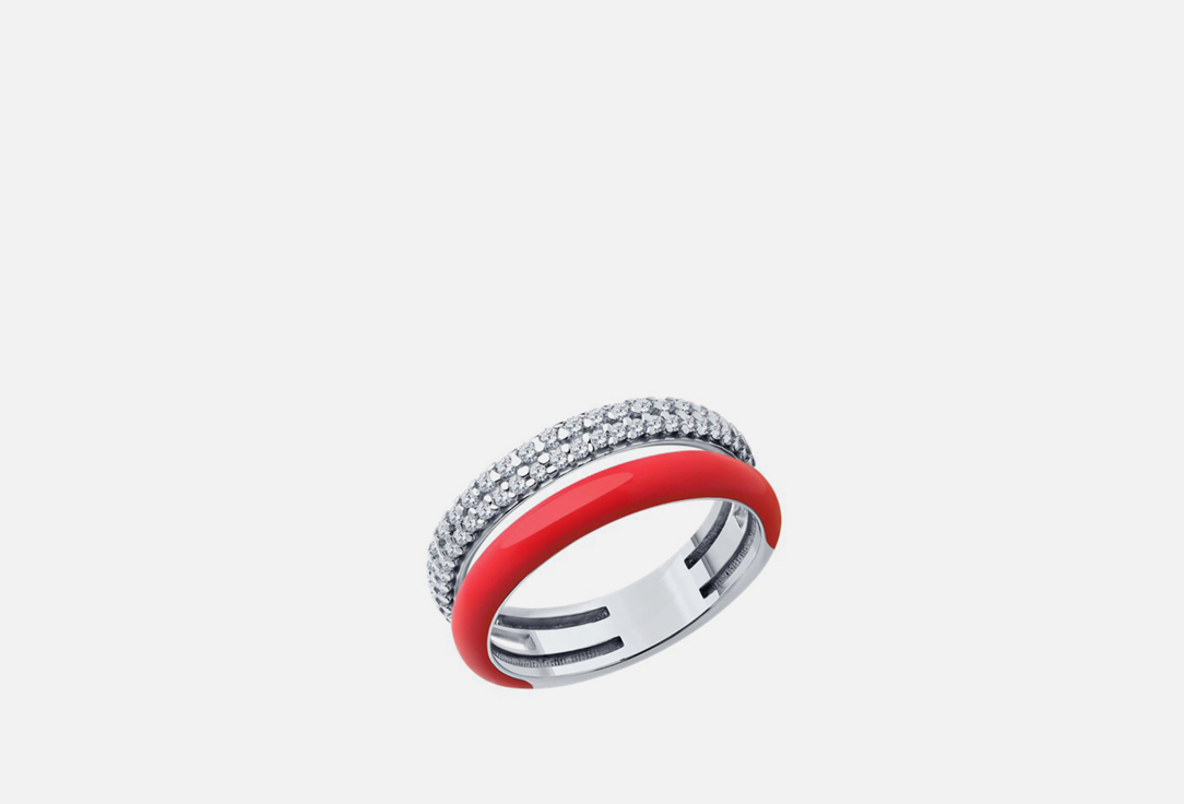 кольцо серебряное sokolov с эмалью 17 размер Кольцо серебряное SOKOLOV С фианитами и эмалью 18 мл