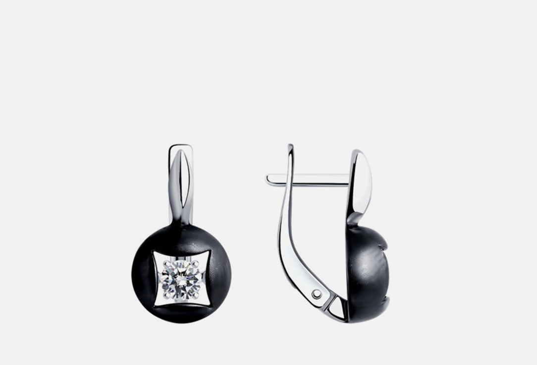 

Серьги серебряные DIAMANT, С фианитами 2 шт