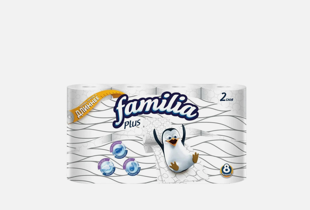 Туалетная бумага FAMILIA Plus 8 шт бумага туалетная familia trio flower breeze 3 слоя 8 шт
