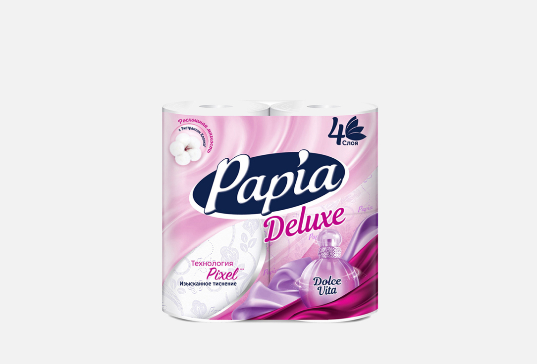 цена Туалетная бумага PAPIA Paradiso flori, 4 слоя 4 шт