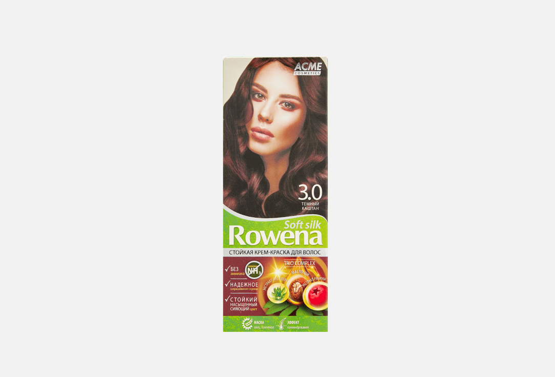 Стойкая крем-краска для волос ACME cosmetics Rowena Soft Silk 3.0, Темный каштан
