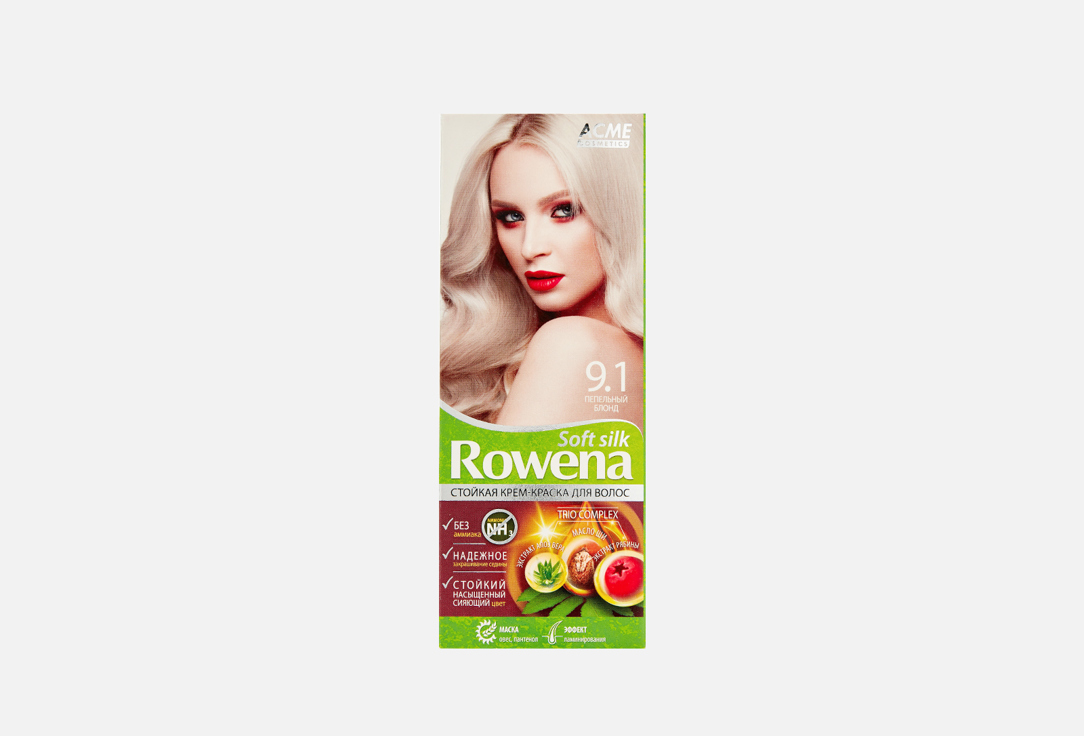 Стойкая крем-краска для волос ACME cosmetics Rowena Soft Silk 9.1, Пепельный блондин