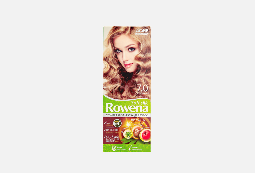 Стойкая крем-краска для волос ACME cosmetics Rowena Soft Silk 7.0, Светло-русый