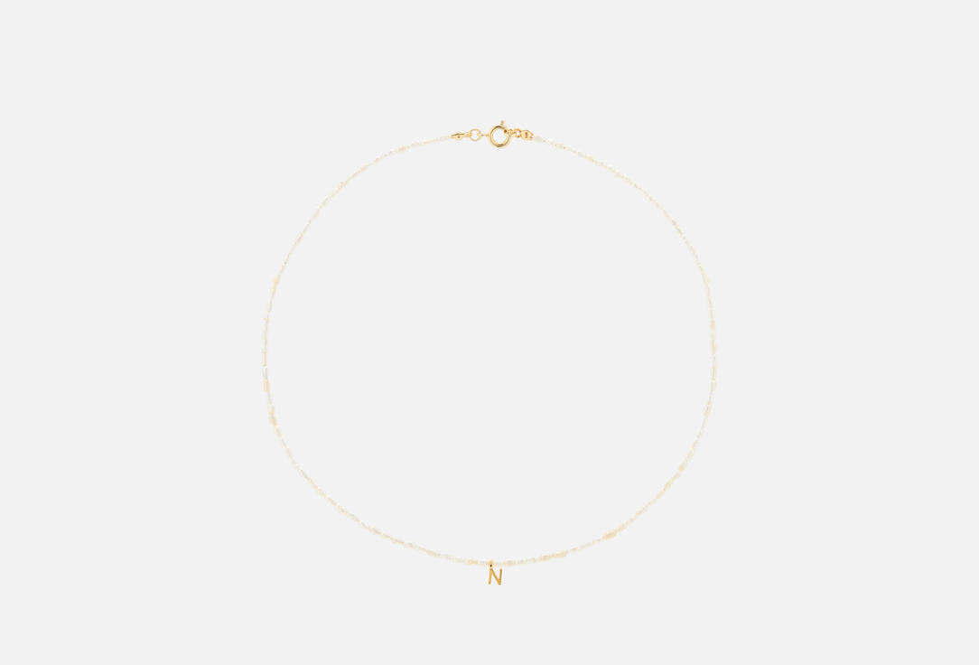 Жемчужное ожерелье RINGSTONE Pearl necklace with a gilded letter N 1 шт