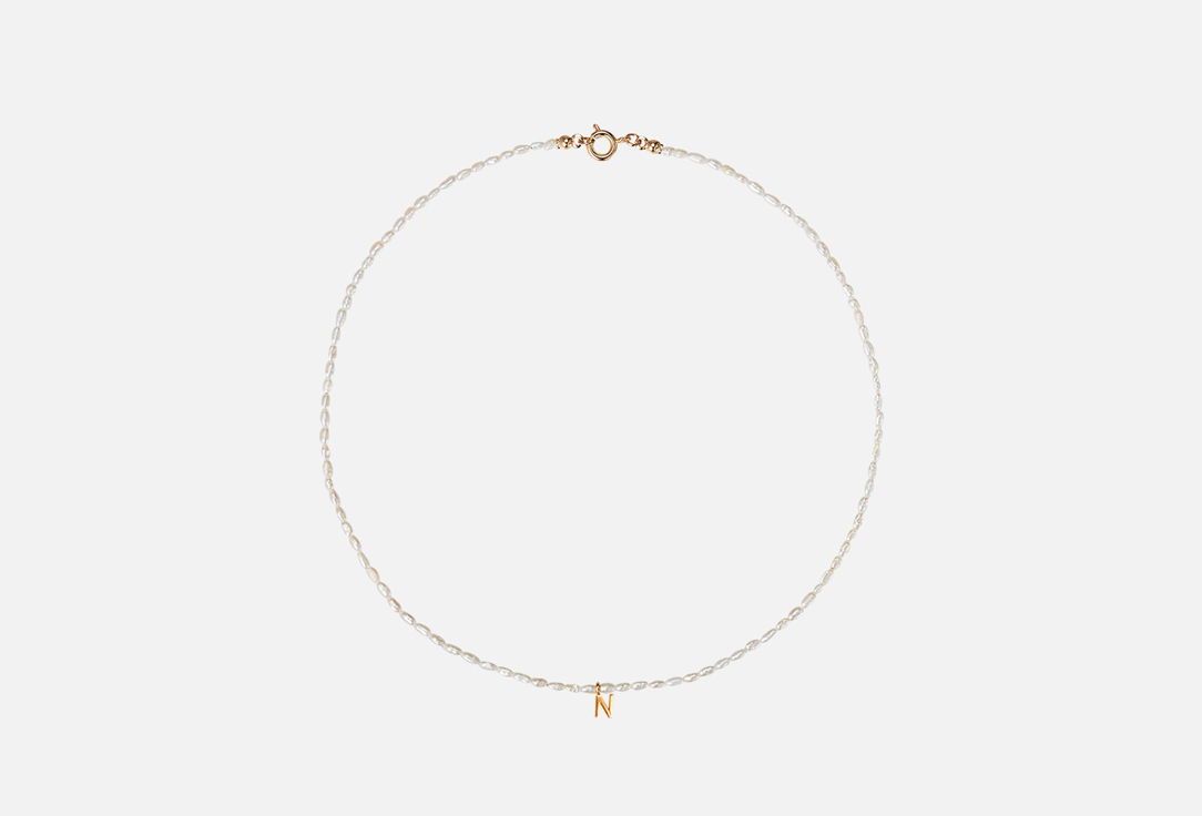 Жемчужное ожерелье RINGSTONE Pearl necklace with a gilded letter N 1 шт